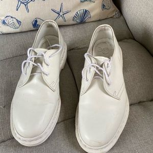 Dr Martens white mono boots.